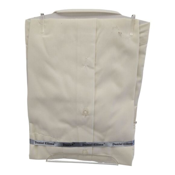 MEN'S DANIEL ELLISSA SEMI SPREAD COLLAR IVORY FRENCH CUFF DRESS SHIRT. DS3816. - Picture 4 of 4